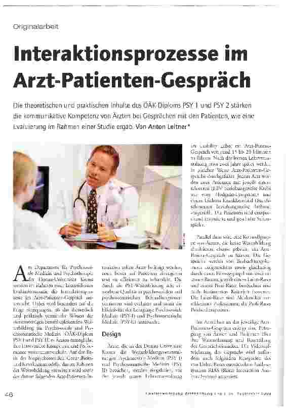 Vorschauseite 1: Interaktionsprozesse im Arzt-Patienten-Gespräch