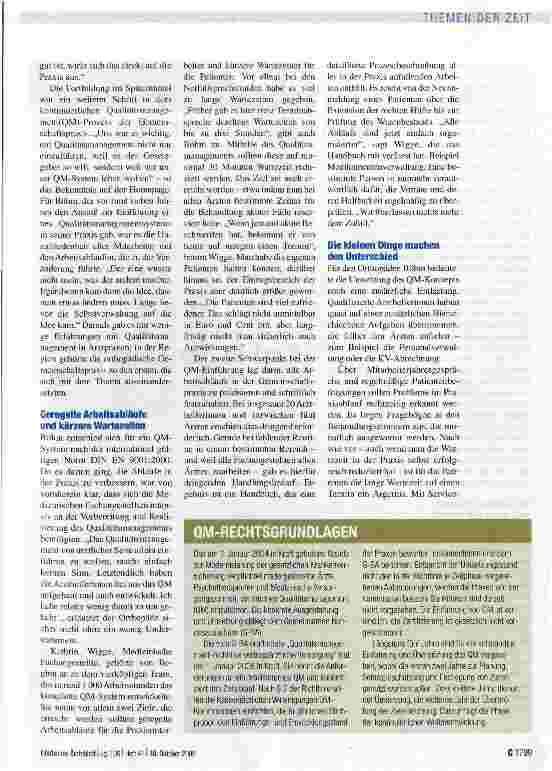Vorschauseite 2: QUALITÄTSMANAGEMENT „Der Weg hat sich gelohnt