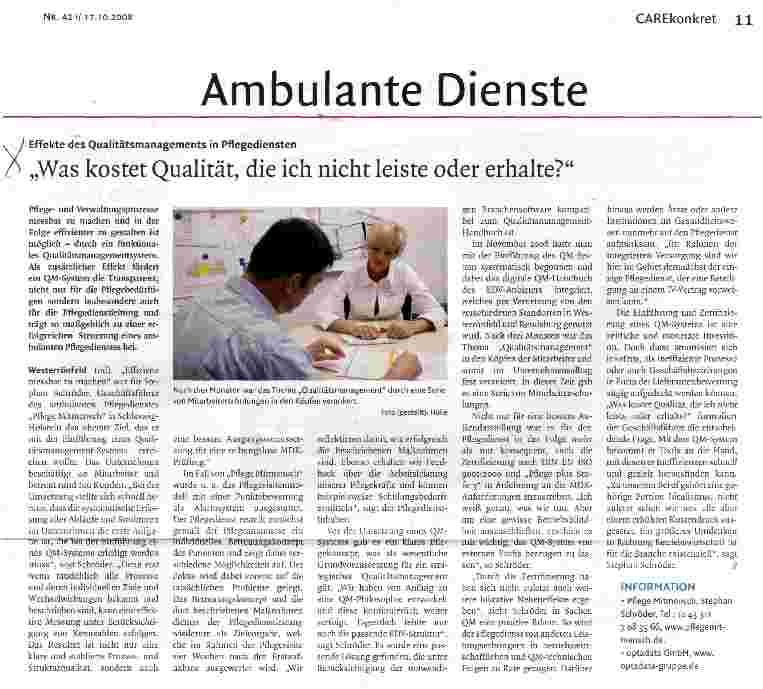 Vorschauseite 1: Effekte des Qualitätsmanagements in Pflegediensten„Was kostet Qualität, die ich nicht leiste oder erhalte?