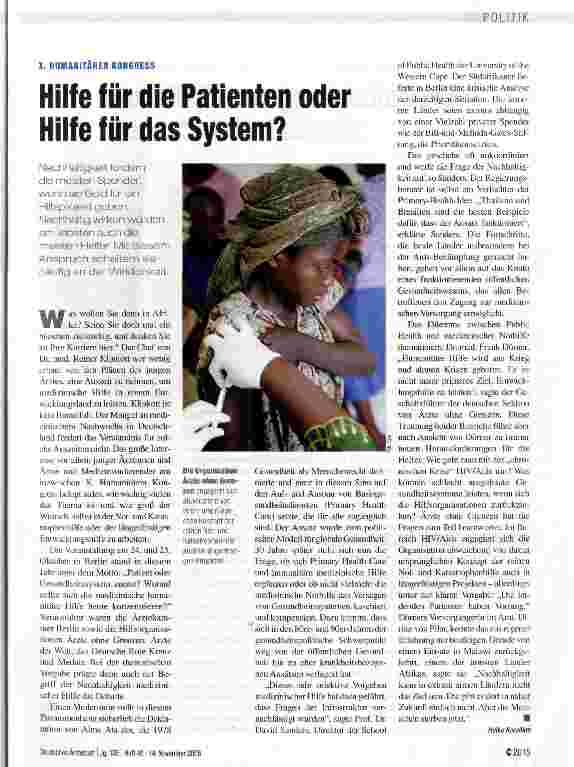 Vorschauseite 1: Hilfe für die Patienten oder Hilfe für das System?