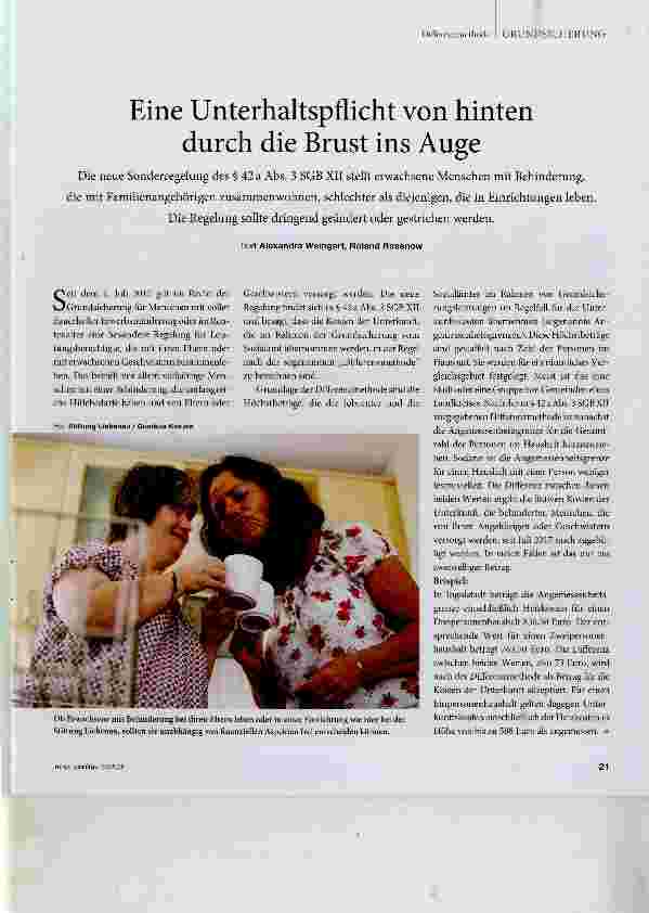 Vorschauseite 1: Eine Unterhaltspflicht von hinten durch die Brust ins Auge