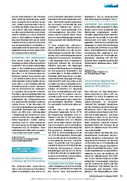 Vorschauseite 1: Nirsevimab und Krankenhausaufenthalt bei RSV-Bronchiolitis