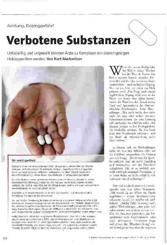 Vorschauseite 1: Achtung, Dopinggefahr!Verbotene Substanzen