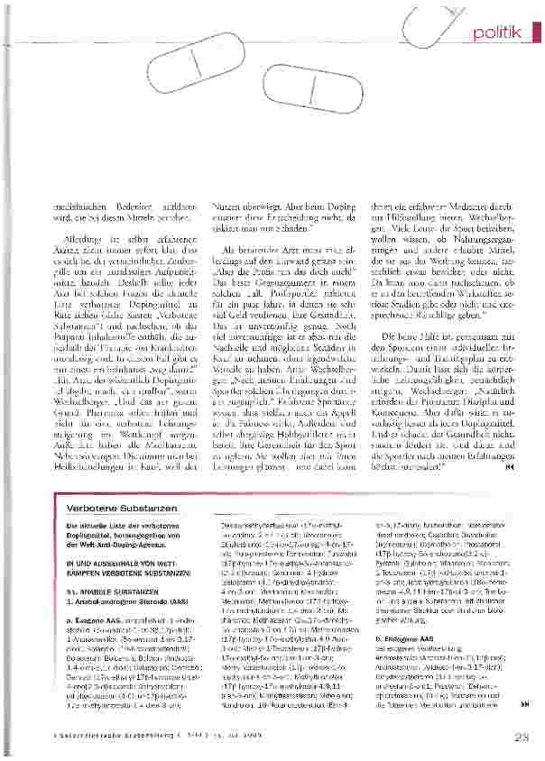 Vorschauseite 2: Achtung, Dopinggefahr!Verbotene Substanzen