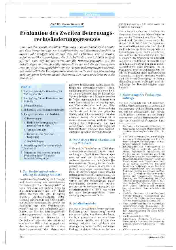 Vorschauseite 1: Evaluation des Zweiten Betreuungs-rechtsänderungsgesetzes