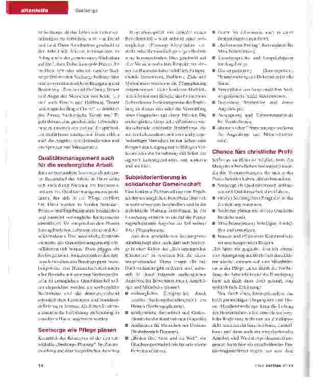 Vorschauseite 2: Qualitätsgesicherte Pflege - auch für die Seele