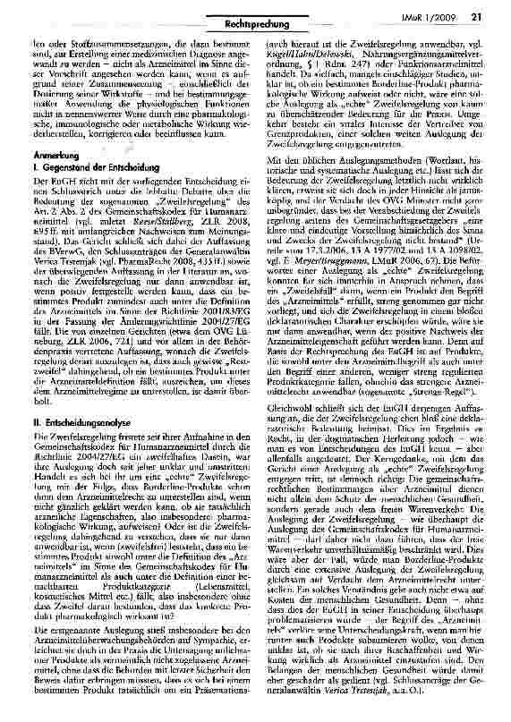Vorschauseite 6: Zum Begriff des Arzneimittels nach der Funktion - Relevante Kriterien zur Bestimmung der Arzneimitteleigenschaft (Red Rice)