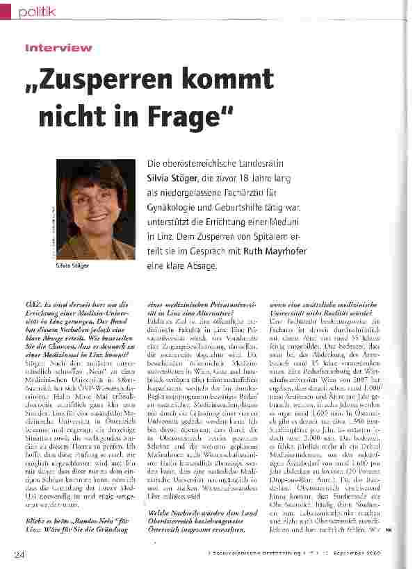 Vorschauseite 1: Interview „Zusperren kommt nicht in Frage