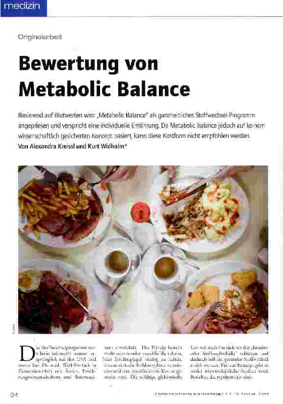 Vorschauseite 1: Bewertung von Metabolie Balance