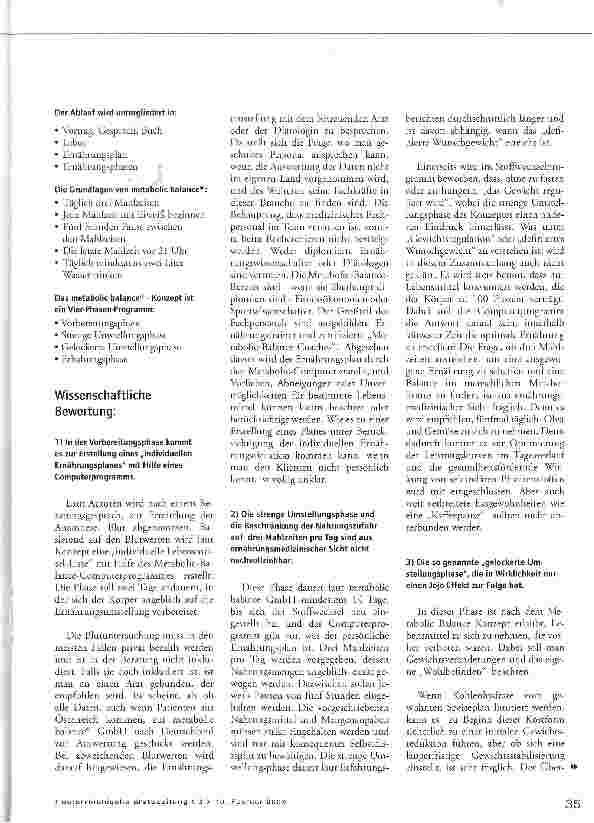Vorschauseite 2: Bewertung von Metabolie Balance