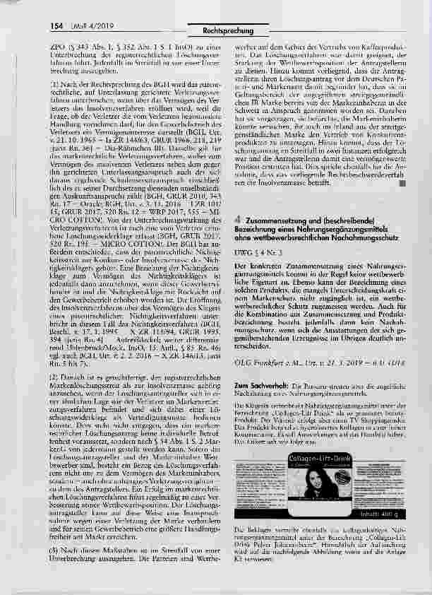 Vorschauseite 1: Zusammensetzung und (beschreibende) Bezeichnung eines Nahrungsergänzungsmittels ohne wettbewerbsrechtiichen Nachahmungsschutz