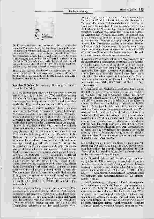 Vorschauseite 2: Zusammensetzung und (beschreibende) Bezeichnung eines Nahrungsergänzungsmittels ohne wettbewerbsrechtiichen Nachahmungsschutz