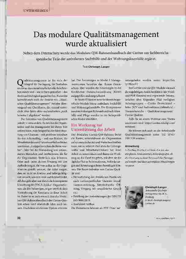 Vorschauseite 1: Das modulare Qualitätsmanagement wurde aktualisiert