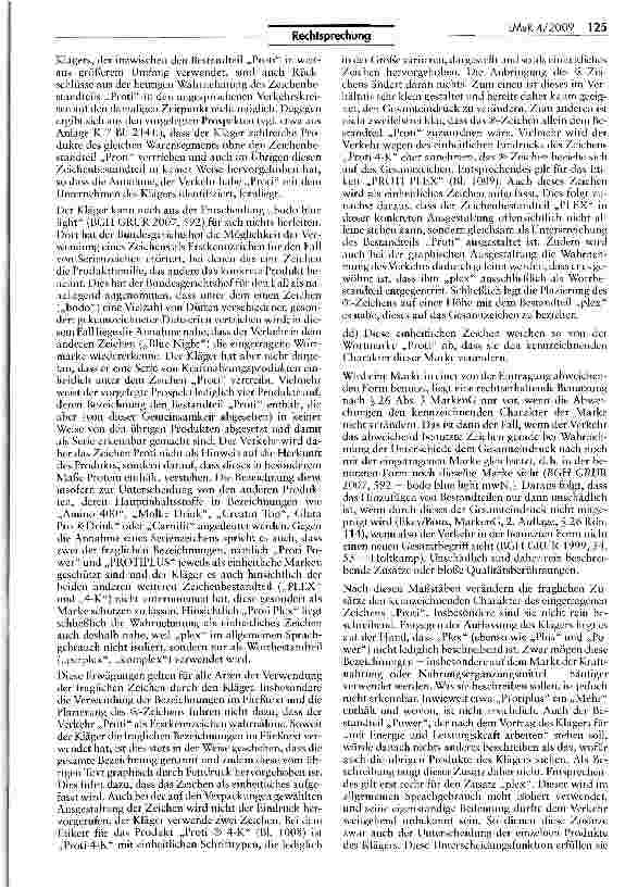 Vorschauseite 3: Protipower./. Protifit — Kennzeichnung von Nahrungsergänzungsmitteln