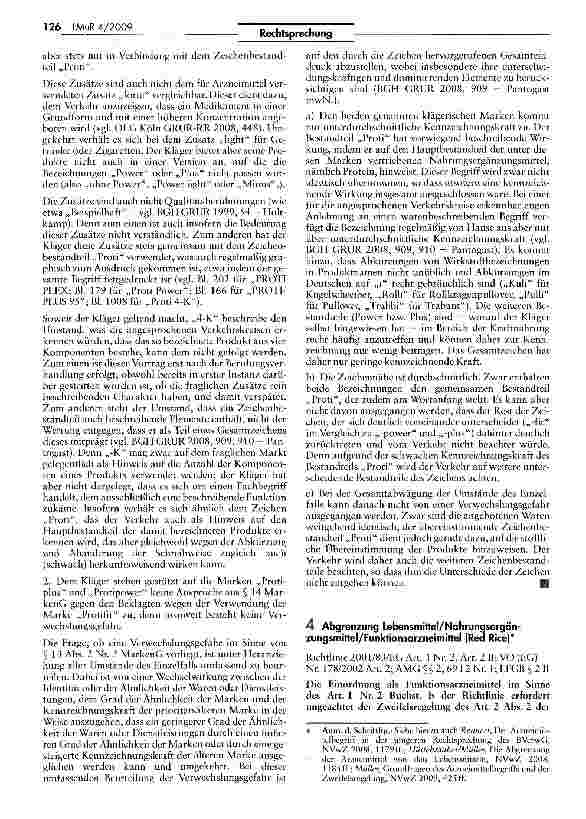 Vorschauseite 4: Protipower./. Protifit — Kennzeichnung von Nahrungsergänzungsmitteln