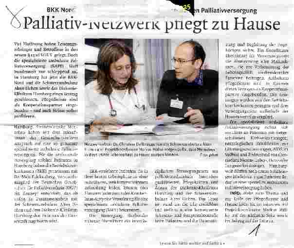 Vorschauseite 1: Palliativ-Netzwerk pflegt zu Hause