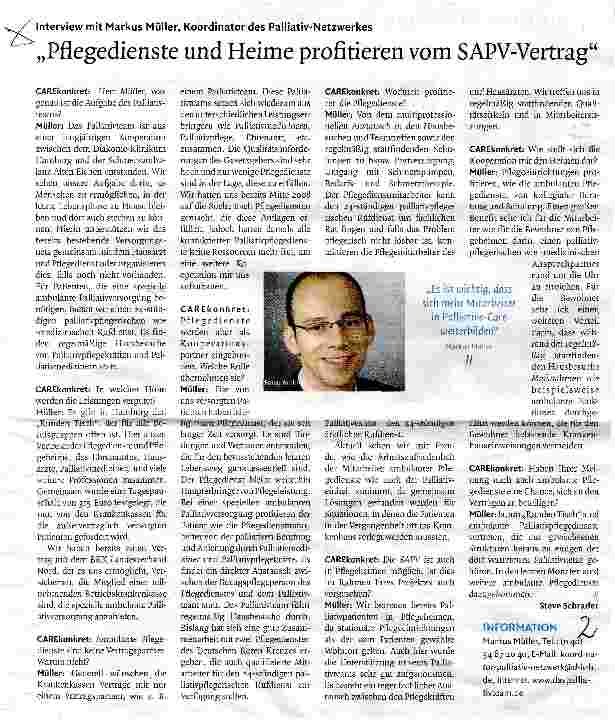 Vorschauseite 2: Palliativ-Netzwerk pflegt zu Hause