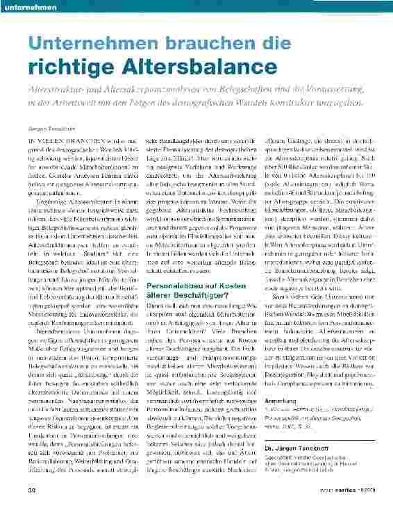 Vorschauseite 1: Unternehmen brauchen die richtige Altersbalance