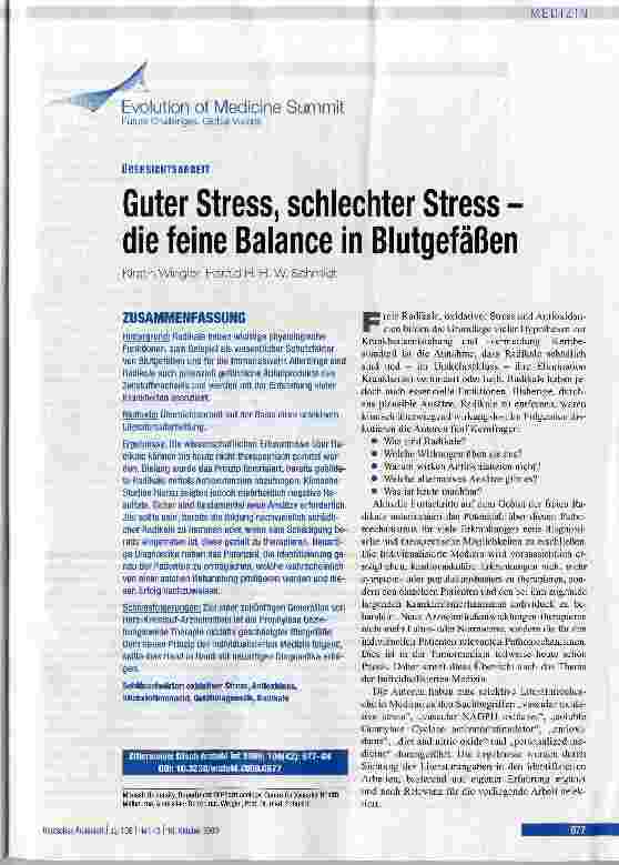 Vorschauseite 1: Guter Stress, schlechter Stress -die feine Balance in Blutgefäßen