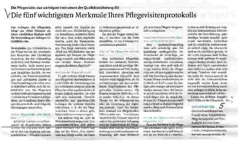 Vorschauseite 1: Die fünf wichtigsten Merkmale Ihres Pflegevisitenprotokolls