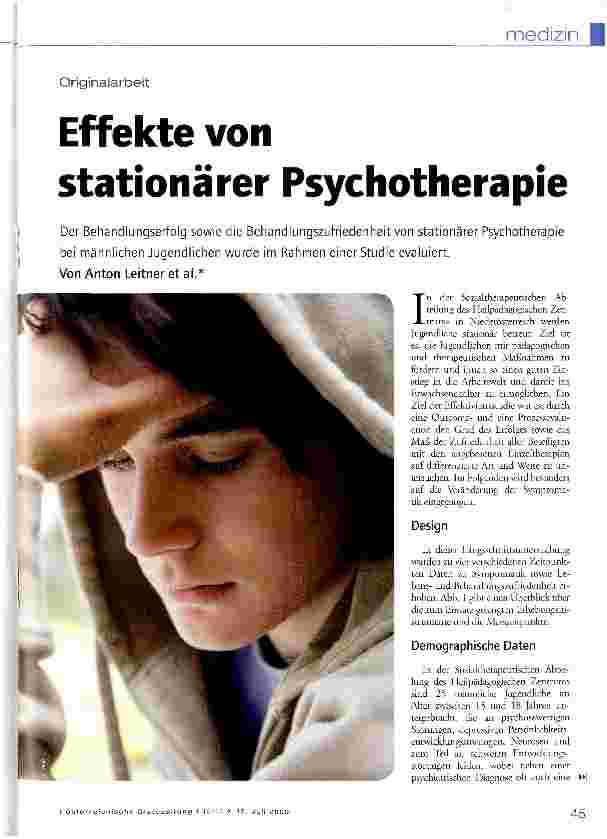 Vorschauseite 1: OriginalarbeitEffekte von stationärer Psychotherapie