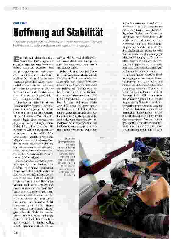 Vorschauseite 1: Hoffnung auf Stabilität