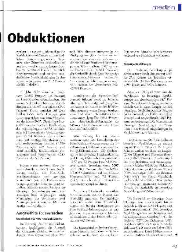 Vorschauseite 2: Todesursachenstatistik und Obduktionen