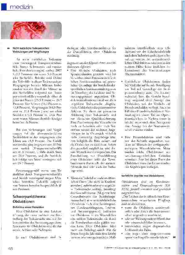 Vorschauseite 6: Todesursachenstatistik und Obduktionen