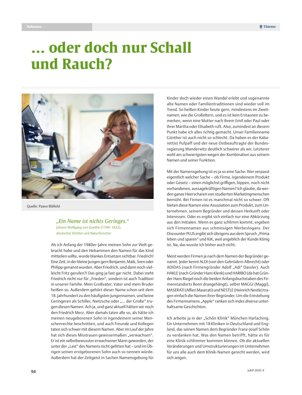 Vorschauseite 1: … oder doch nur Schall und Rauch?