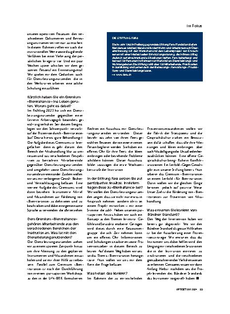 Vorschauseite 3: "Transparenz und Gesprächskultur stärken"
