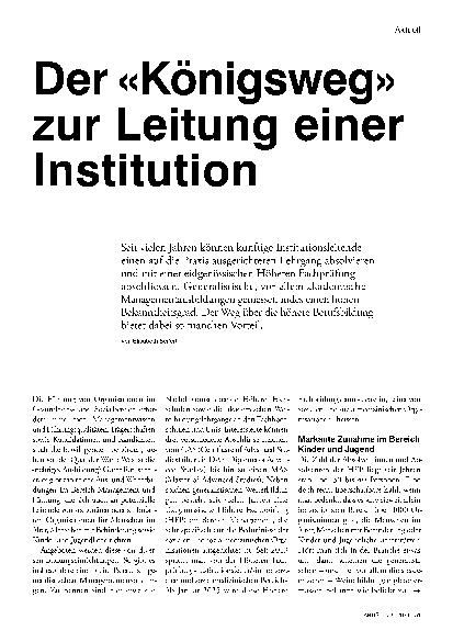 Vorschauseite 1: Der „Königsweg“ zur Leitung einer Institution