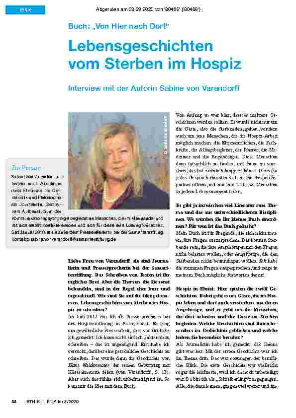 Vorschauseite 1: Lebensgeschichten vom Sterben im Hospiz