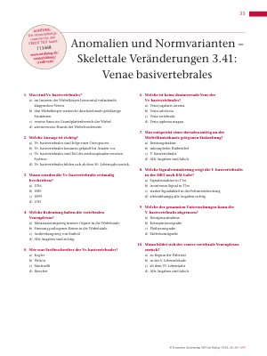 Vorschauseite 4: Anomalien und Normvarianten – Skelettale Veränderungen 3. 41: Venae basivertebrales