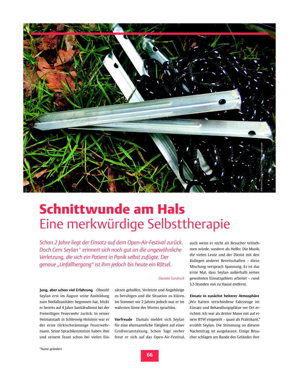 Vorschauseite 1: Schnittwunde am Hals ? Eine merkwürdige Selbsttherapie