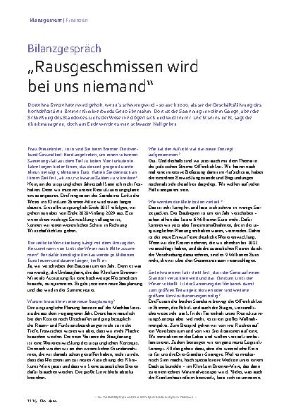 Vorschauseite 1: "Rausgeschmissen wird bei uns niemand."