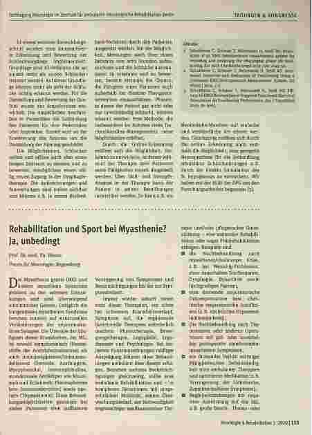 Vorschauseite 1: Rehabilitation und Sport bei Myasthenie? Ja, unbedingt.