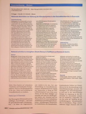 Vorschauseite 3: Nationale Aktivitäten zur Stärkung der Klimakompetenz in den Gesundheitsberufen in Österreich