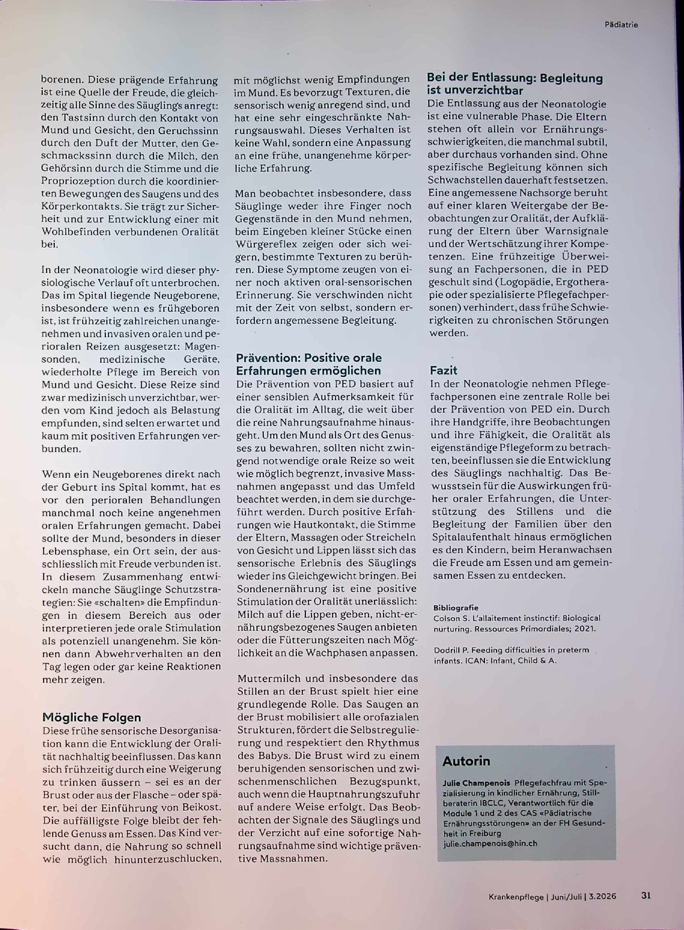 Vorschauseite 2: Prävention von pädiatrischen Essstörungen schon in der Neonatologie