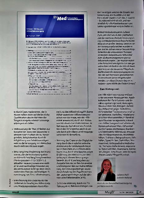 Vorschauseite 2: BVMed-Whitepaper | Hilfsmittelversorgung fordert Anspruch auf Therapieberatung und -management