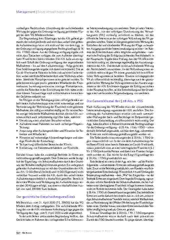 Vorschauseite 3: Corona-Pandemie Aufnahmestopp gerichtlich aufgehoben