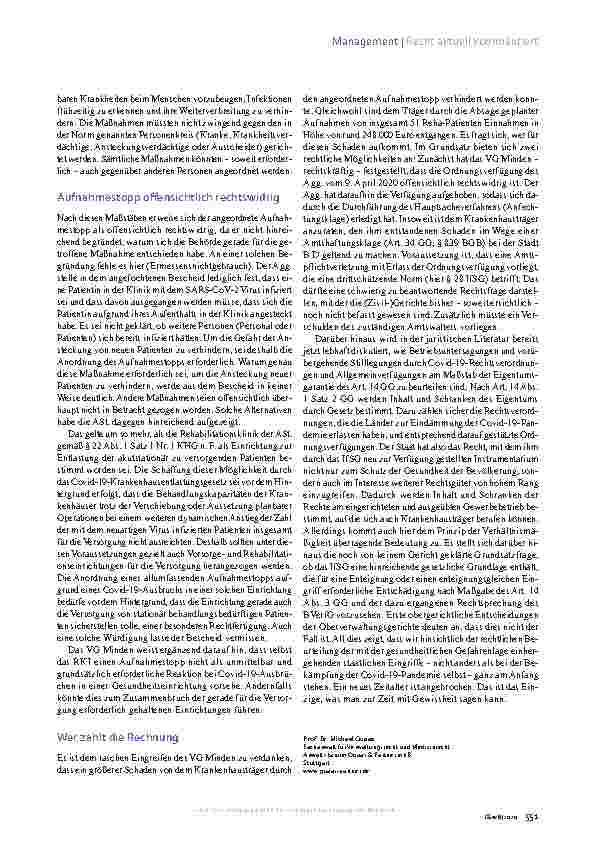 Vorschauseite 4: Corona-Pandemie Aufnahmestopp gerichtlich aufgehoben