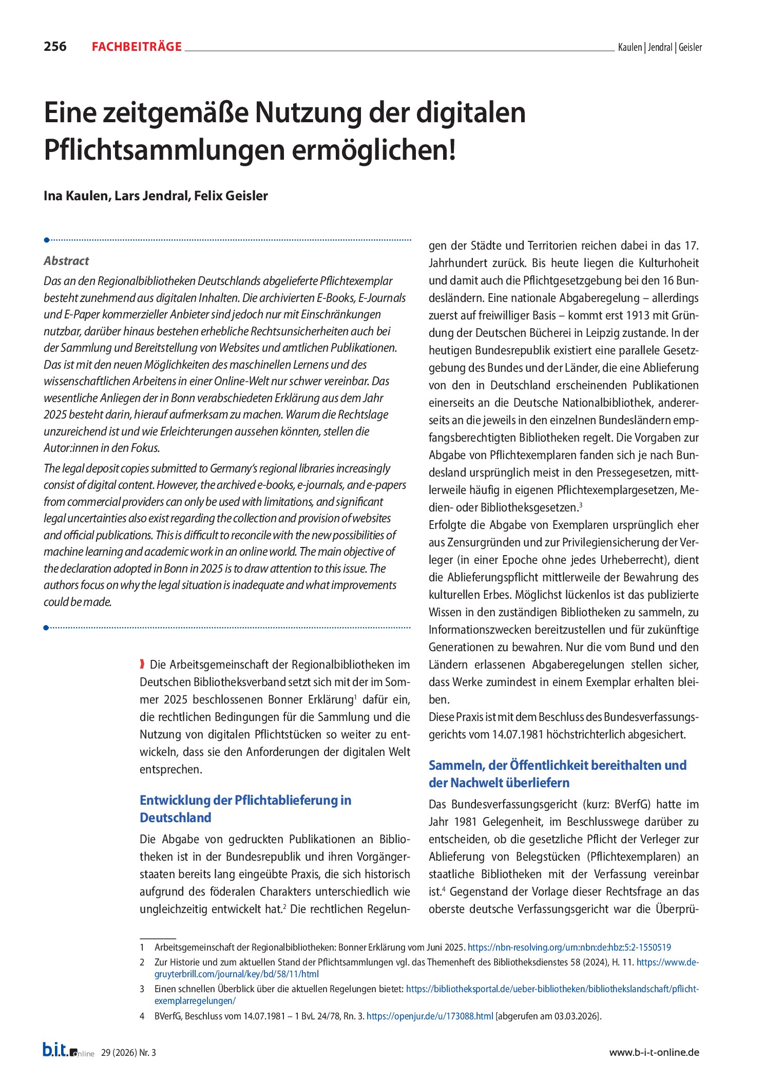 Vorschauseite 1: Eine zeitgemäße Nutzung der digitalen Pflichtsammlungen ermöglichen!