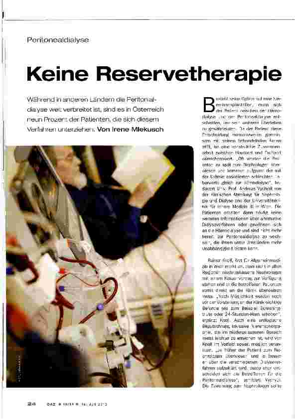 Vorschauseite 1: Keine Reservetherapie