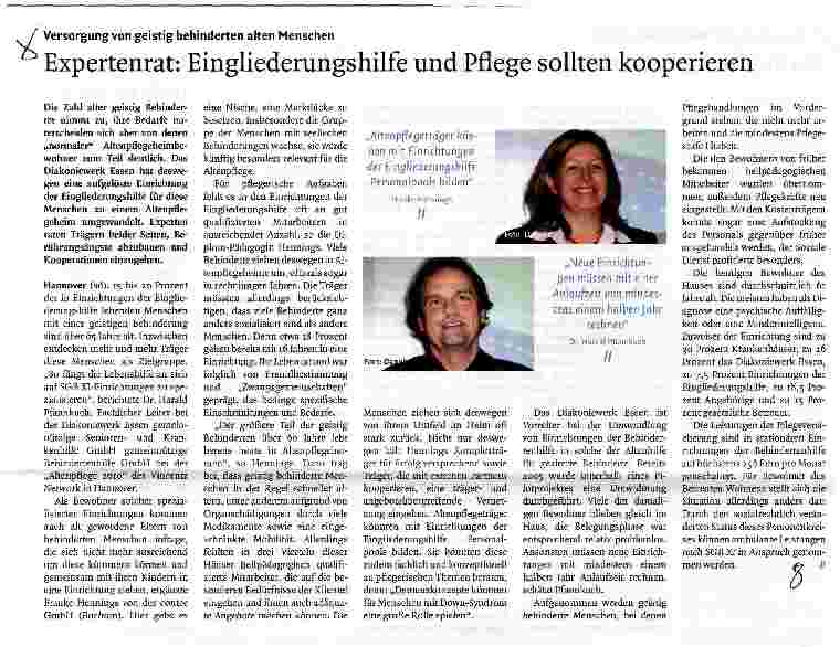 Vorschauseite 1: Expertenrat: Eingliederungshilfe und Pflege sollten kooperieren