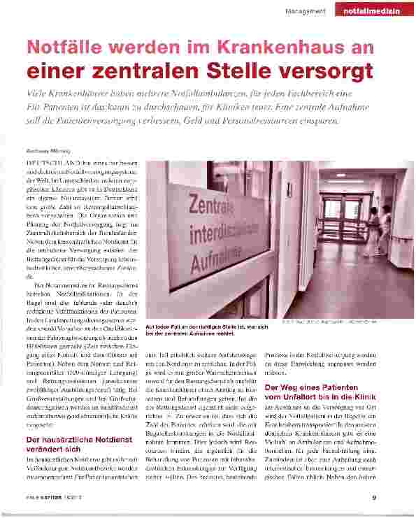 Vorschauseite 1: Notfälle werden im Krankenhaus an einer zentralen Stelle versorgt