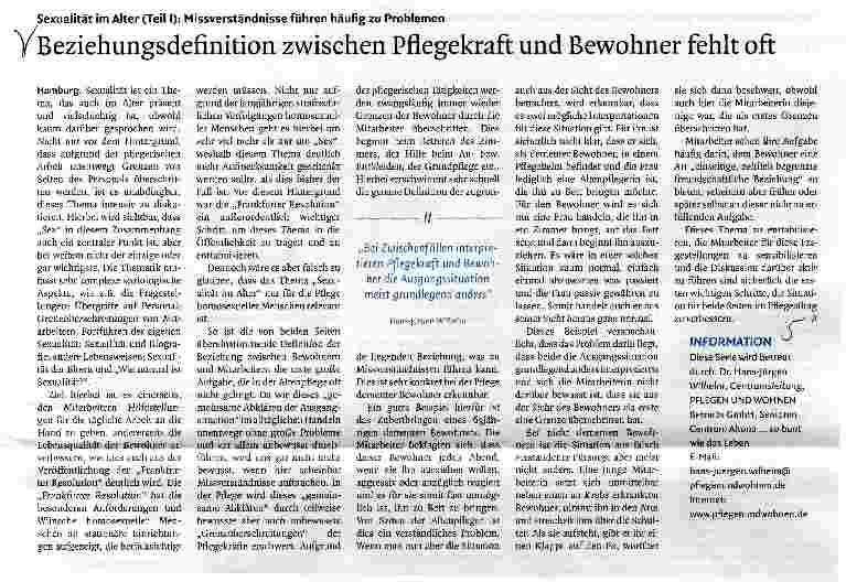 Vorschauseite 1: Beziehungsdefinition zwischen Pflegekraft und Bewohner fehlt oft