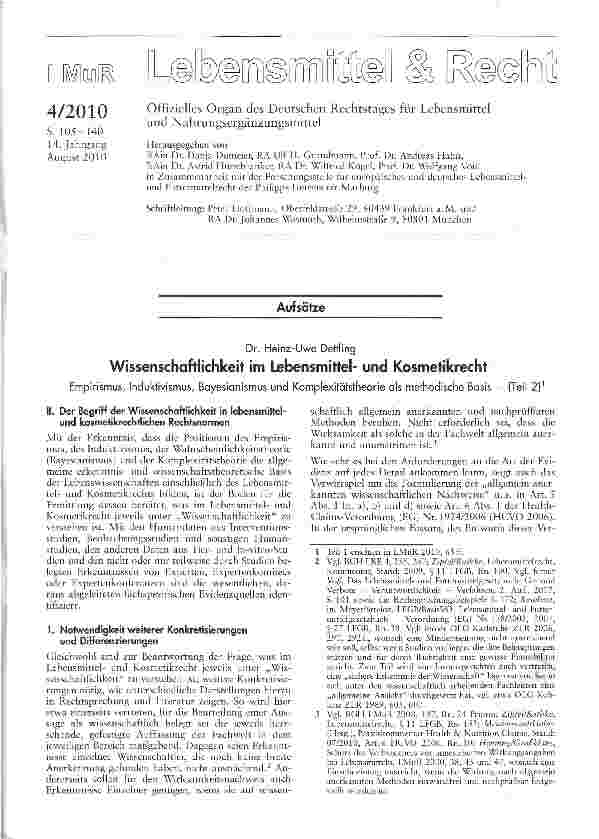 Vorschauseite 1: Wissenschaftlichkeit im Lebensmittelund Kosmetikrecht