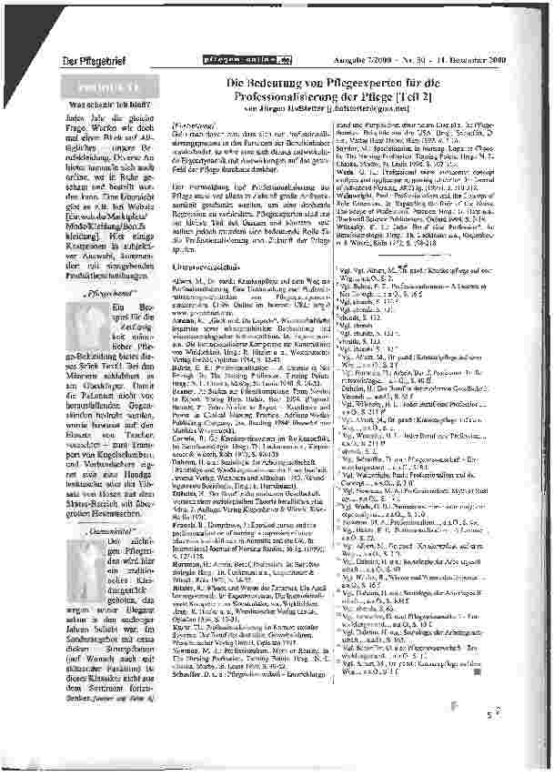 Vorschauseite 3: Die Bedeutung von Pflegeexperten für die Professionalisierung der Pflege [Teil 2]