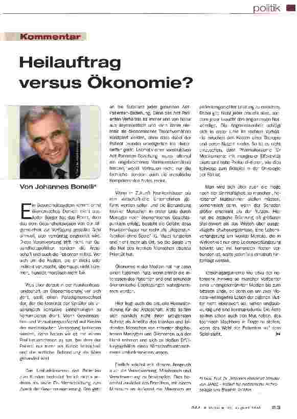 Vorschauseite 1: Heilauftrag versus Ökonomie?