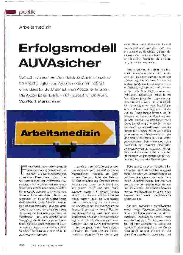 Vorschauseite 1: Erfolgsmodell AUVAsicher